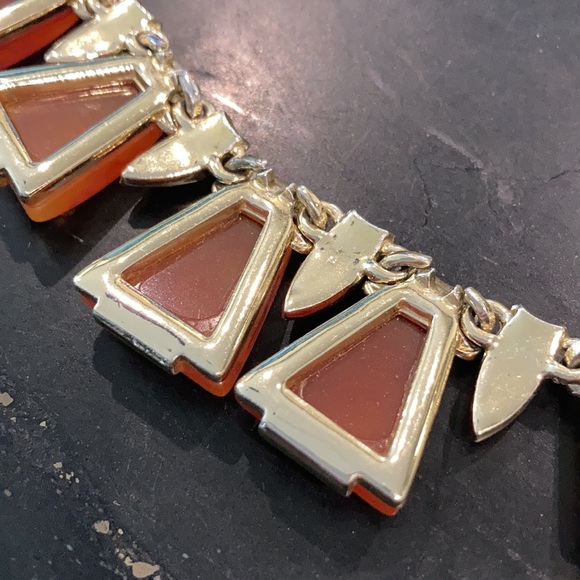 Vintage Charel Lucite Red Orange Choker Necklace - Picture 8 of 10